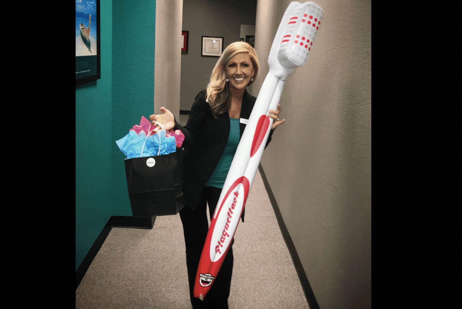 coordinator with toothbrush